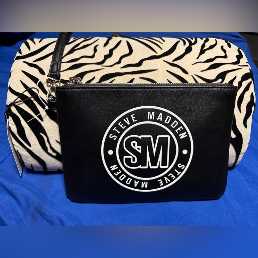 Steve Madden Black Logo Clutch